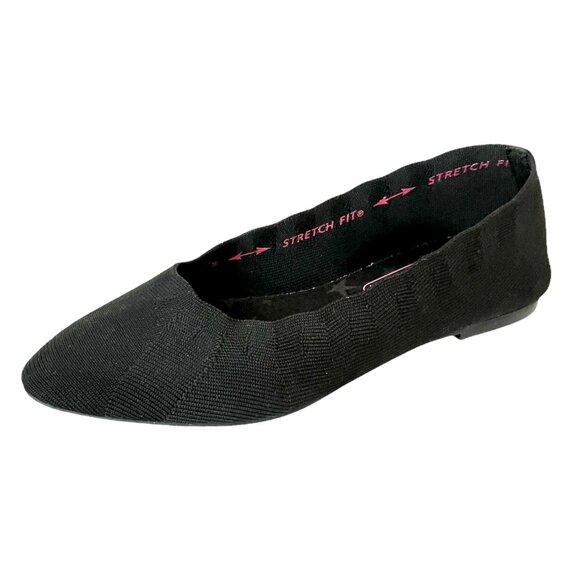 Skechers Cleo Bewitch Black Slip On Stretch Fit Memory Foam Ballet Flats Sz 7 - Picture 5 of 15